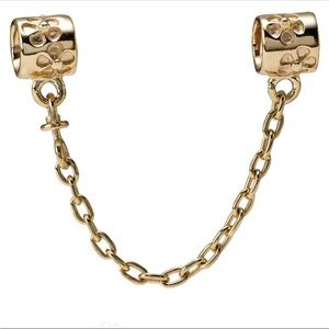14K SOLID YELLOW GOLD PANDORA DAISY FLOWER SAFETY CHAIN RETIRED CHARM 750312-05